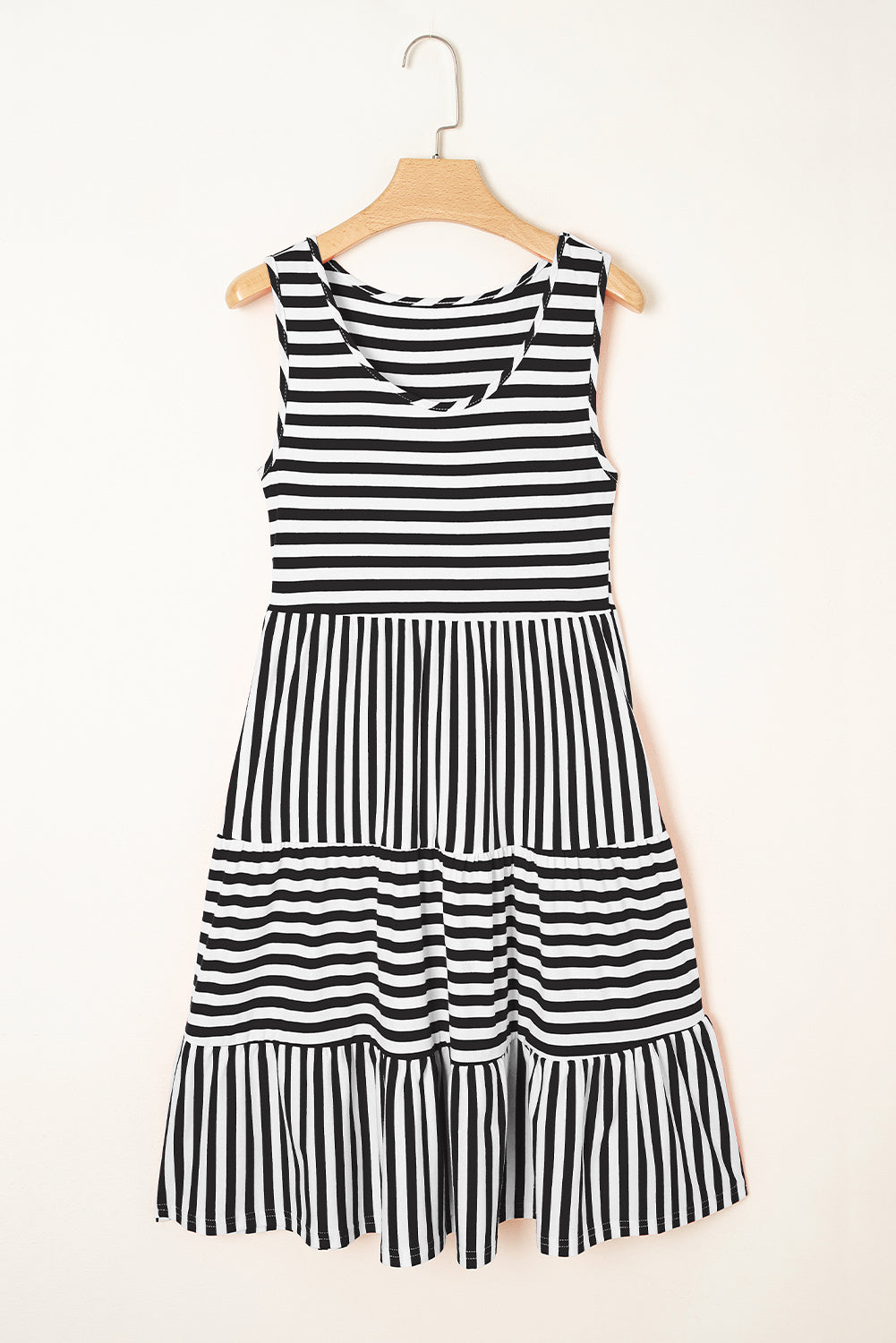 Threaded Pear Ellie Stripe U Neck Sleeveless Loose Fit Mini Dress