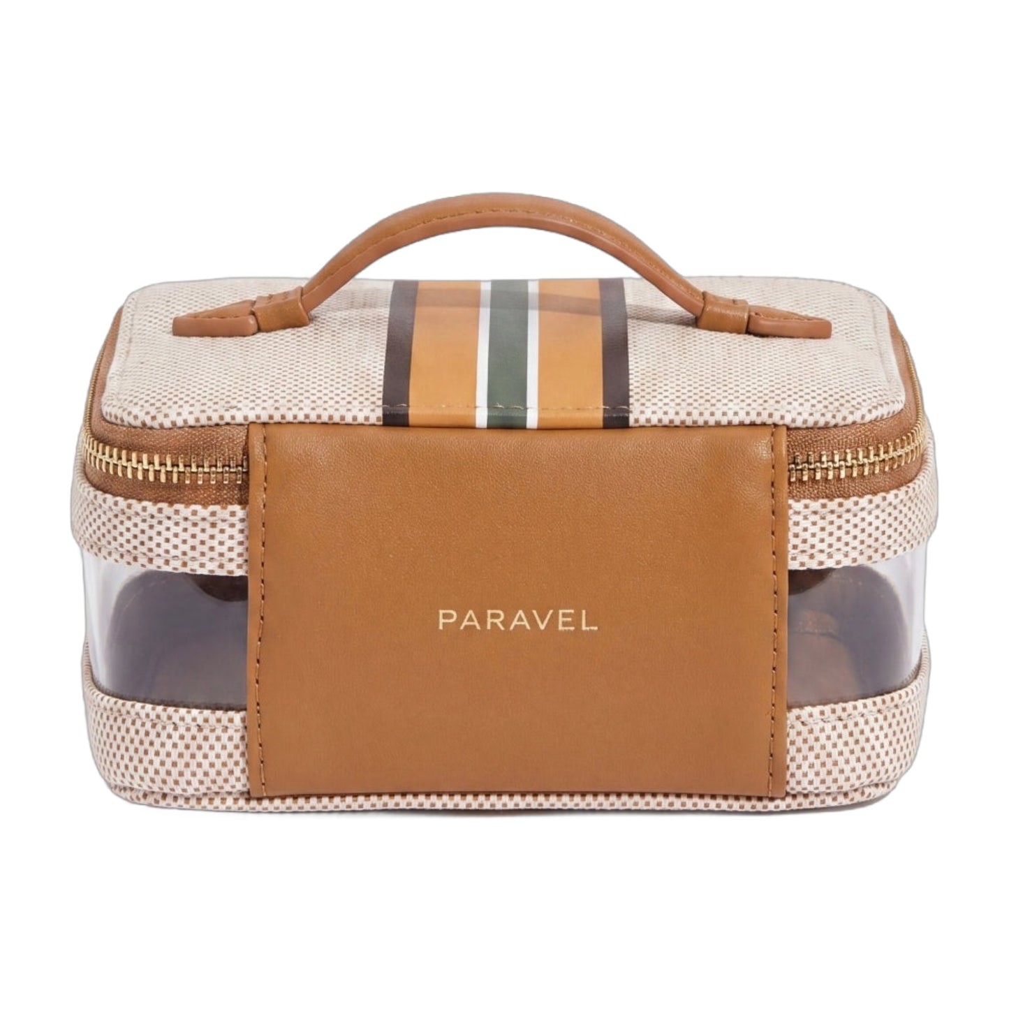 Paravel Mini Cabana See-All Vanity Case EcoCraft Canvas Vegan Leather Shandy
