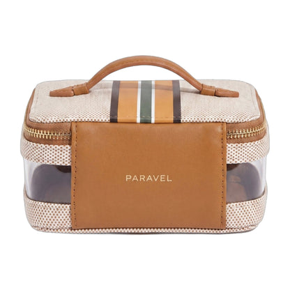 Paravel Mini Cabana See-All Vanity Case EcoCraft Canvas Vegan Leather Shandy