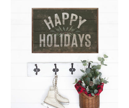 Kendrick Home Happy Holidays Greenery Green