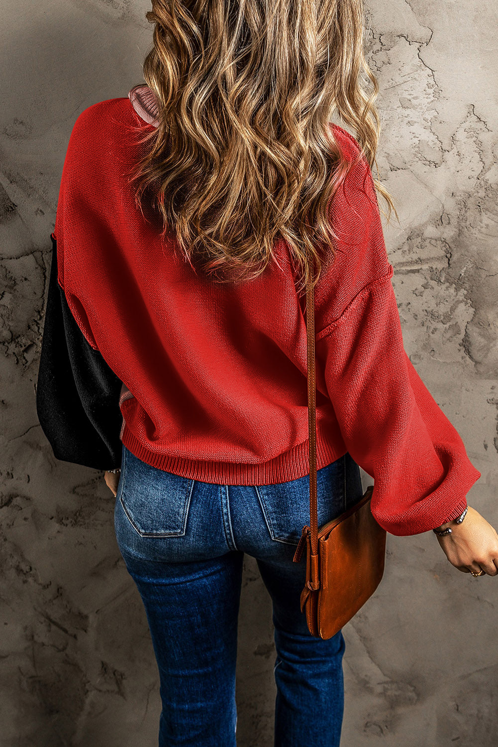 Threaded Pear Aspen Bishop Sleeve Ribbed Trim Sweater
