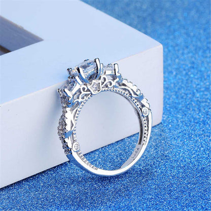 Crystal & Cubic Zirconia Three-Link Ring-2