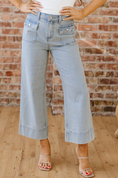Threaded Pear Eve Hem Wide Leg Jeans