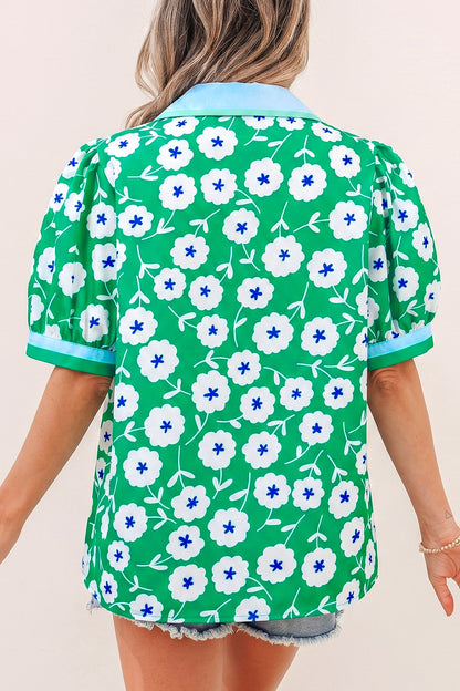 Threaded Pear Antonella Collar Short Sleeve Blouse