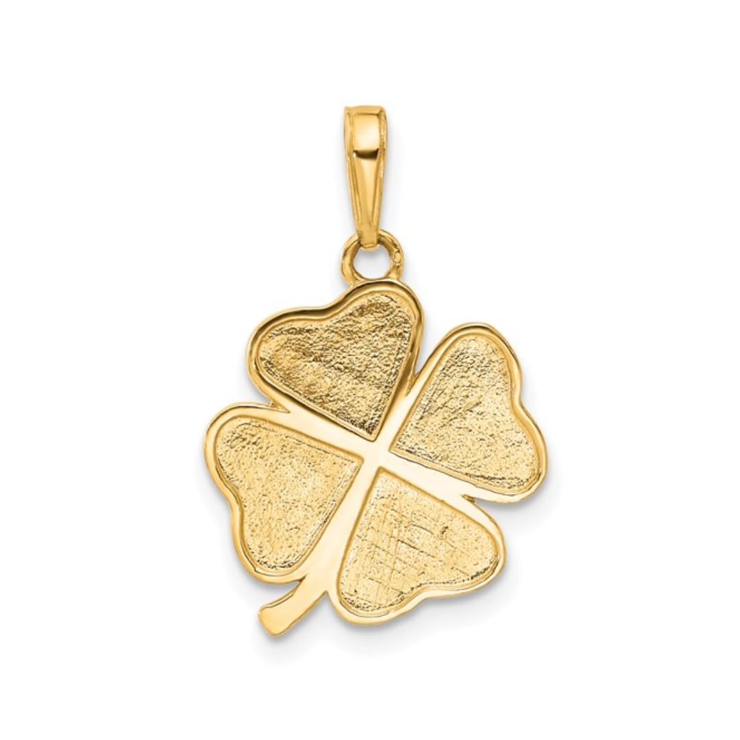 14K Yellow Gold Four Leaf Clover Charm Pendant