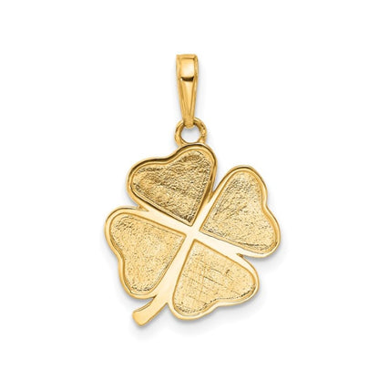 14K Yellow Gold Four Leaf Clover Charm Pendant