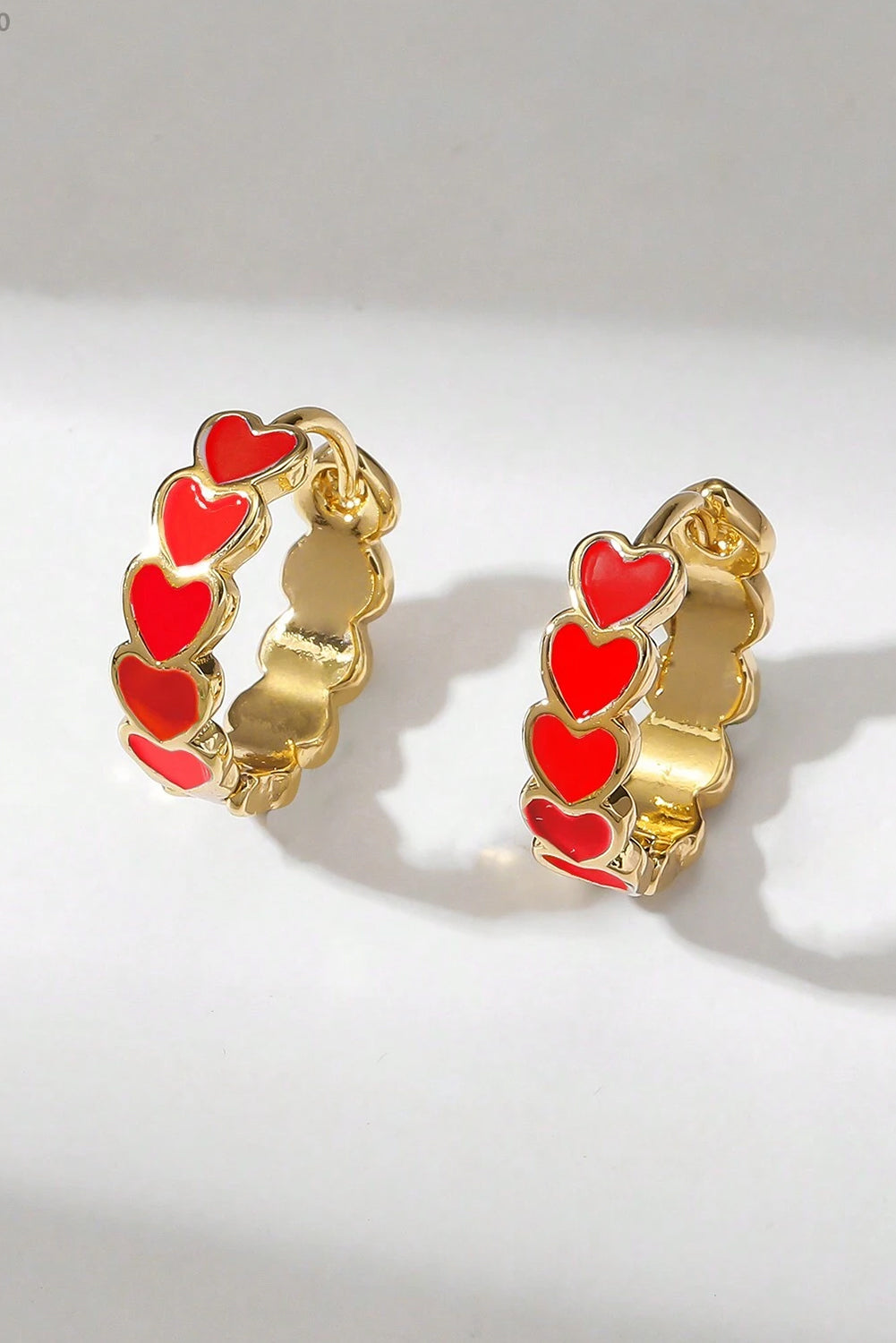Red Heart Shape Small Hook Earrings - Red