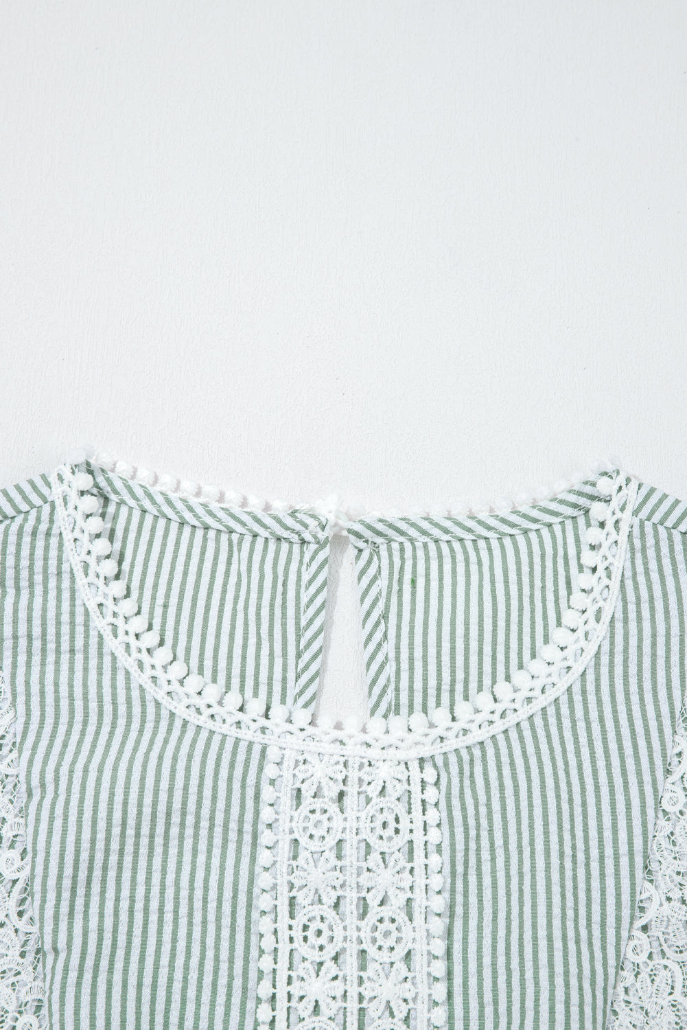 Threaded Pear Meredith Stripe Lace Patchwork Crew Neck Tank Top