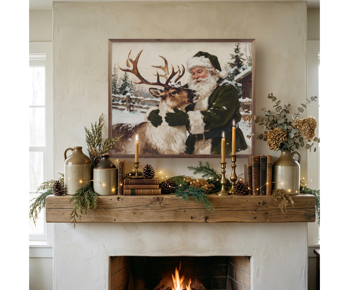 Kendrick Home Santa And Reindeer Green