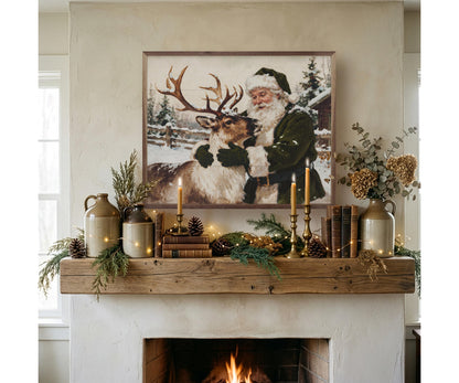 Kendrick Home Santa And Reindeer Green