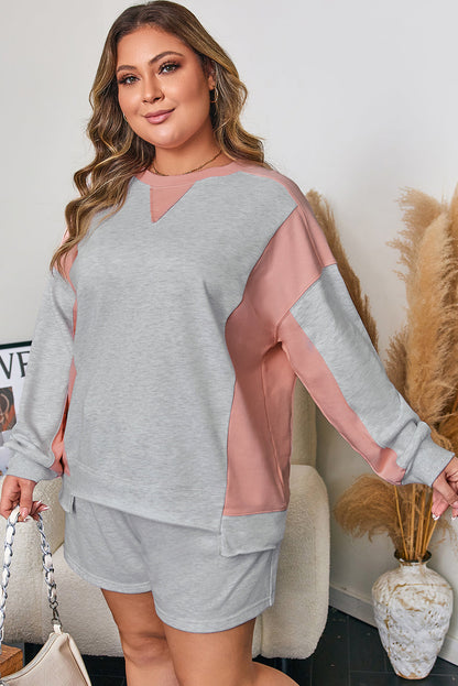 Threaded Pear Lilliana Colorblock Pullover Casual PLUS Shorts