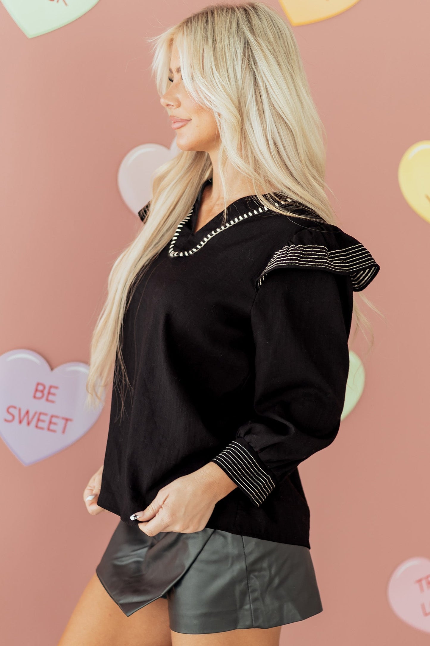 Threaded Pear Elowen Long Sleeve Blouse Long Sleeve Top