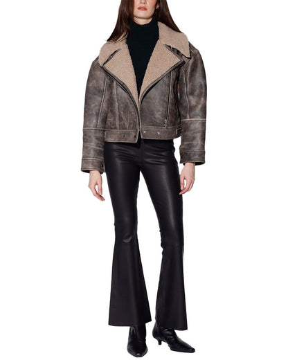 BLACK SAND LEATHER BEIGE FAUX-