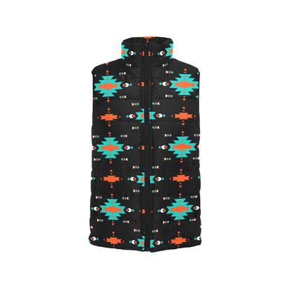 Baha Ranch Turquoise Orange Aztec Women's Western Puffy Vest