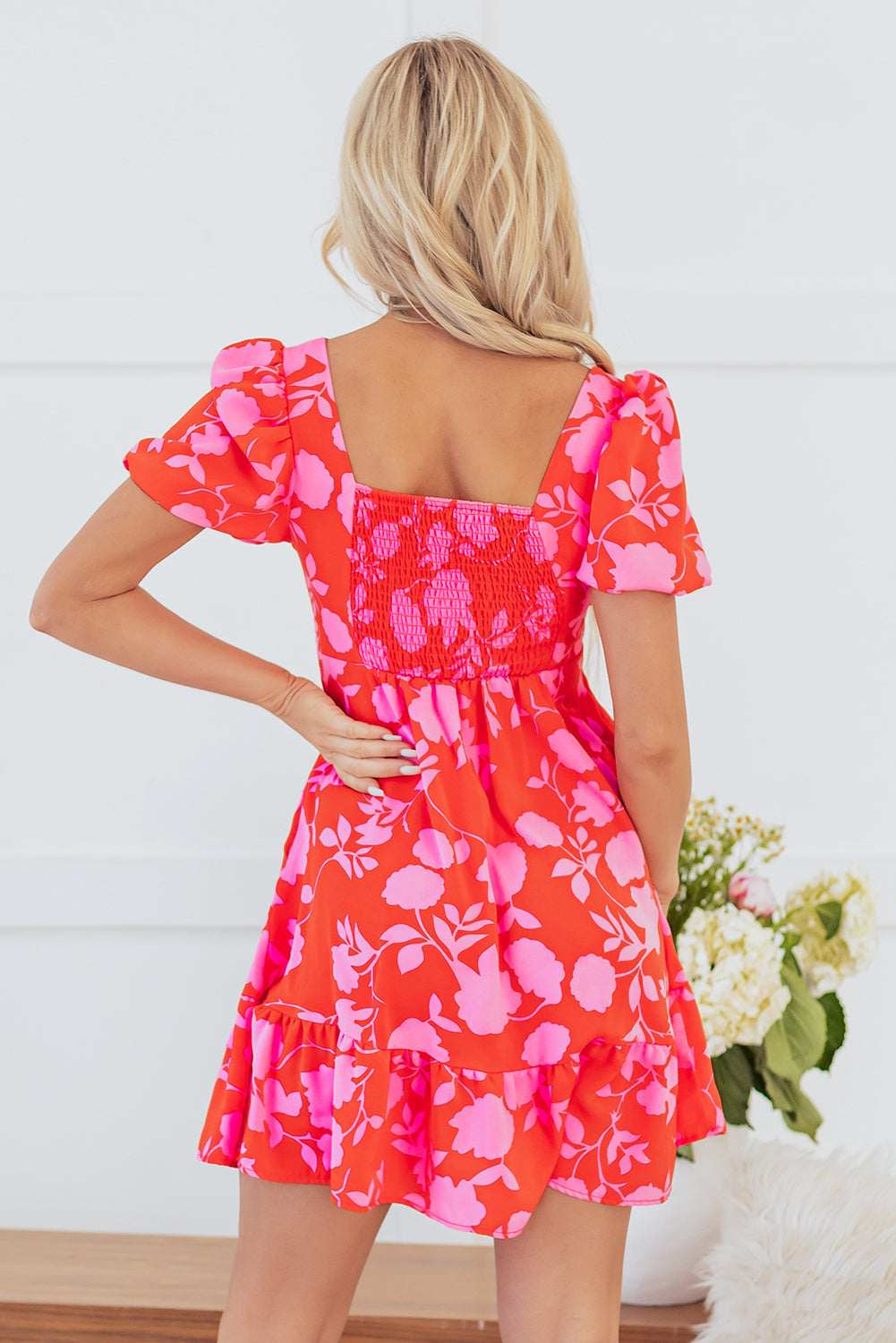Threaded Pear Kayla Floral Sweetheart Neck Dress