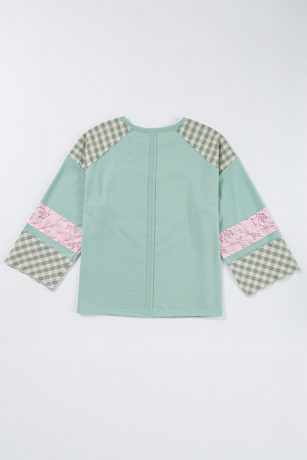 Threaded Pear Emilia Plaid Floral Peace Heart Long Sleeve Top