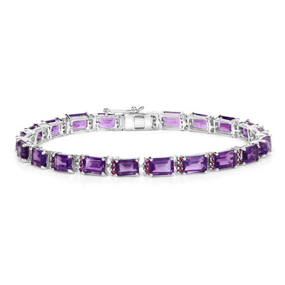 Octagon Purple Amethyst Prong Silver Tennis Bracelet