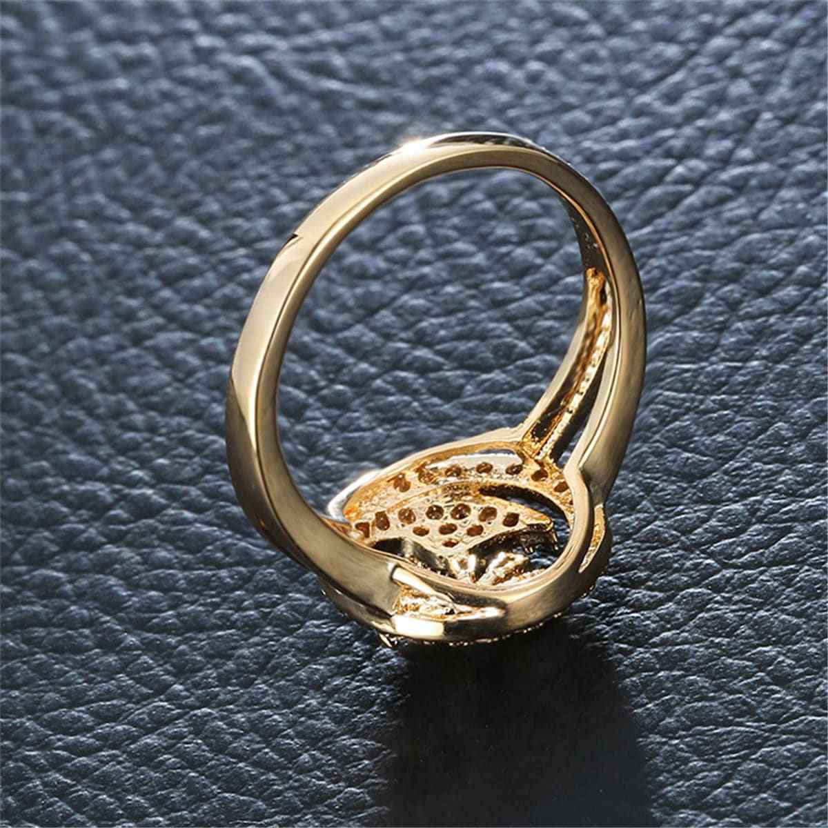 Cubic Zirconia & Goldtone Open Dragonfly Ring