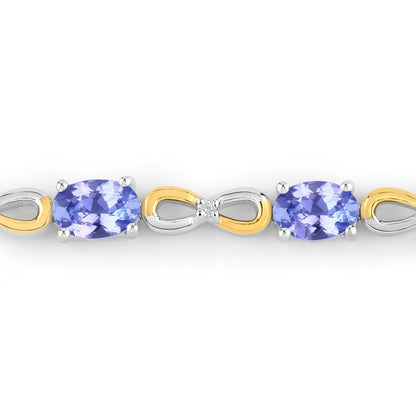 Oval Violet Tanzanite Prong Silver Infinity Bolo Adjustable Bracelet