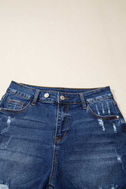 Threaded Pear Holland Hem Distressed Whiskery Shorts