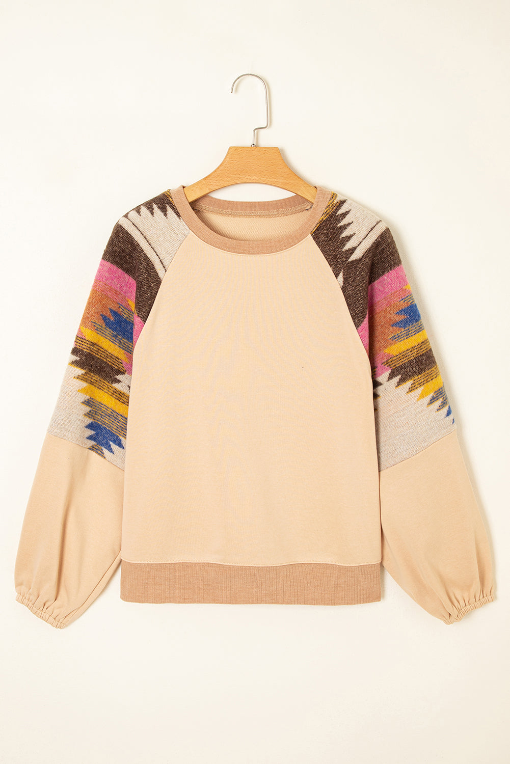Threaded Pear Logan Aztec Patchwork Raglan Pullover Sweatshirt