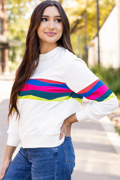 Threaded Pear Alora Striped Accent Long Sleeve Top