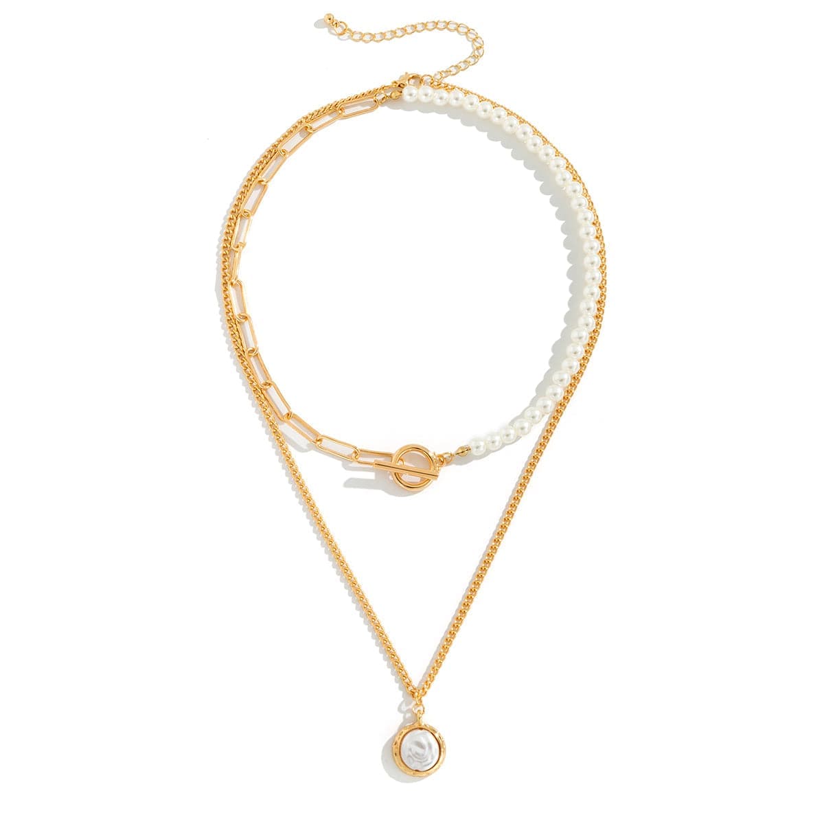 Pearl & Goldtone Toggle Necklace Set-3