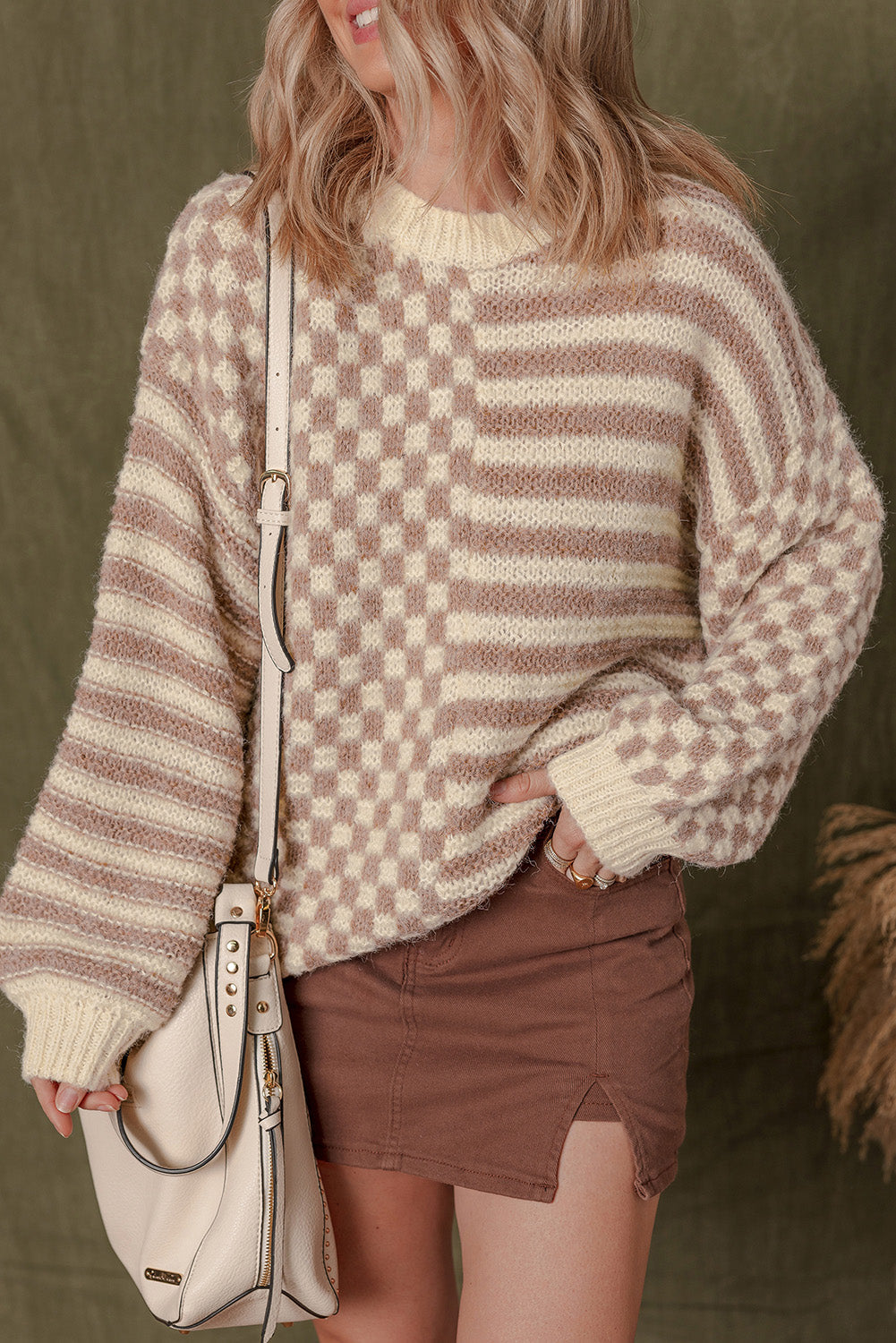 Threaded Pear Sofia Shoulder Balloon Sleeve Sweater
