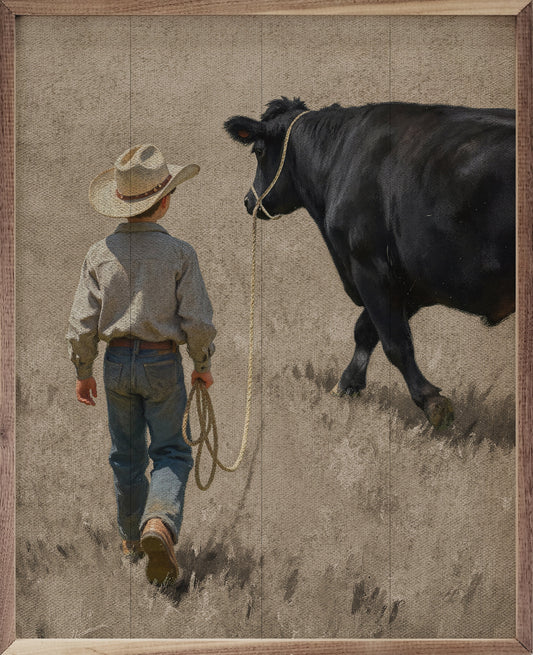 Kendrick Home a Boy and His Beef Cow Walking - 8x10"