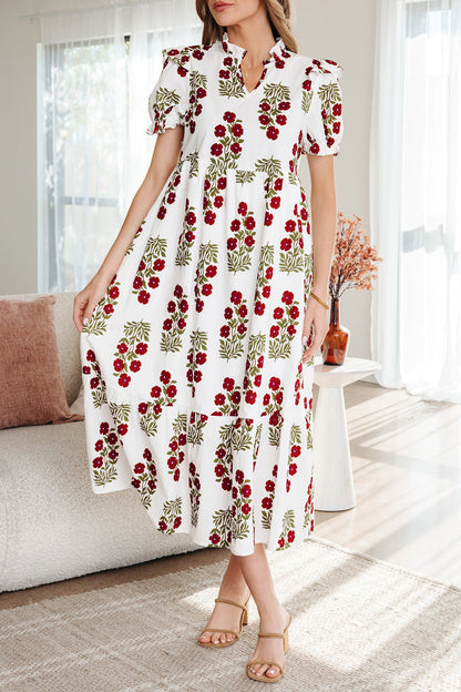 Threaded Pear Promise Sleeve Tiered Maxi Dress