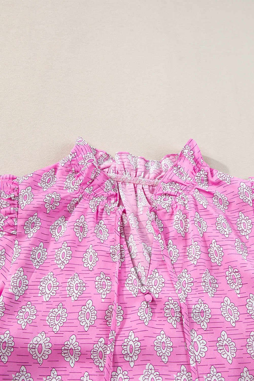 Threaded Pear Miller Ruffled Short Sleeve Blouse