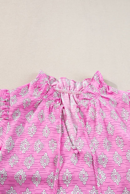 Threaded Pear Miller Ruffled Short Sleeve Blouse