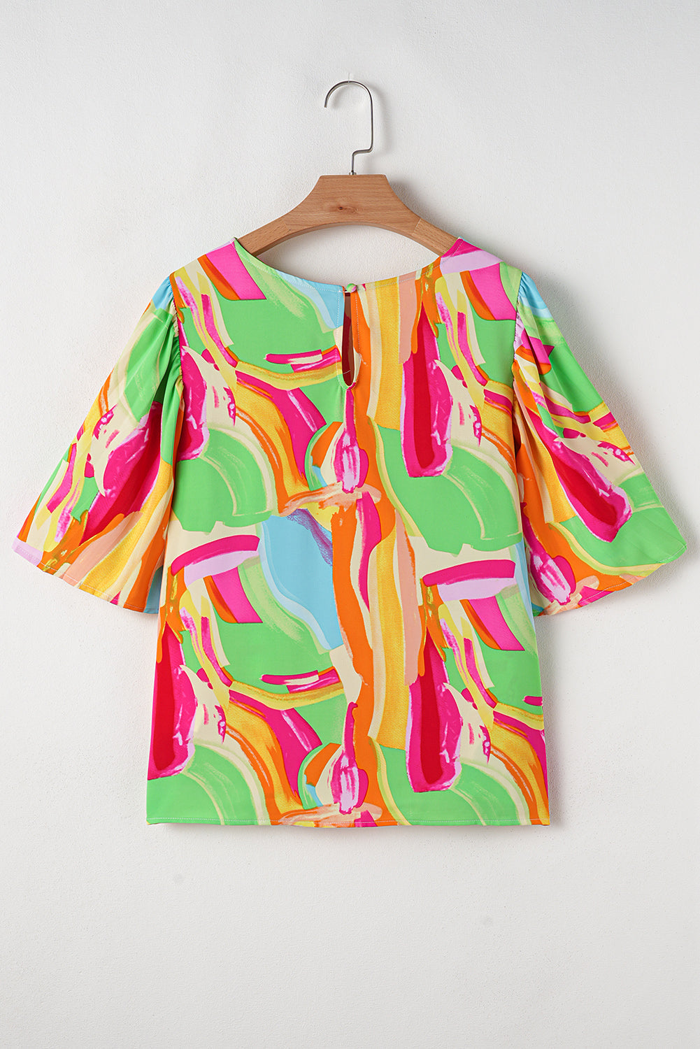 Threaded Pear Angel Abstract Half Sleeve Blouse