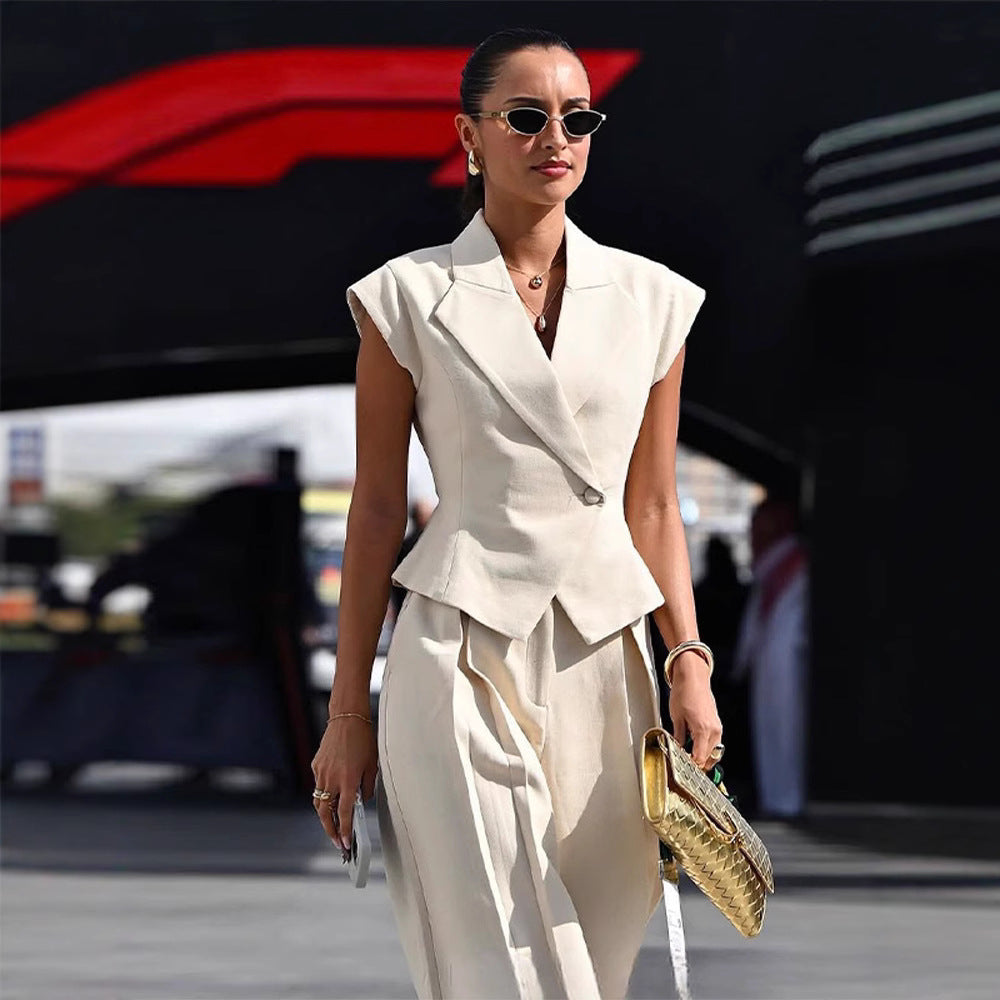 Women's Elegant Sleeveless Waist-Cinching Two Piece Suit Set – Zulily