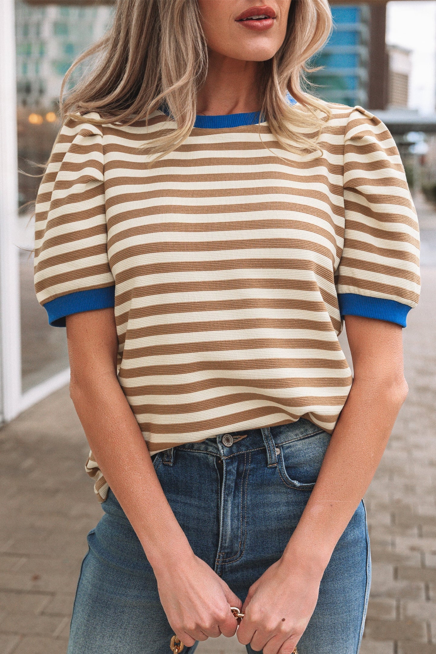 Threaded Pear Elora Sleeve Contrast Trim Tee
