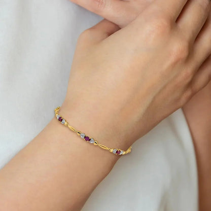 Genuine Ruby 14K Gold Bracelet Heart