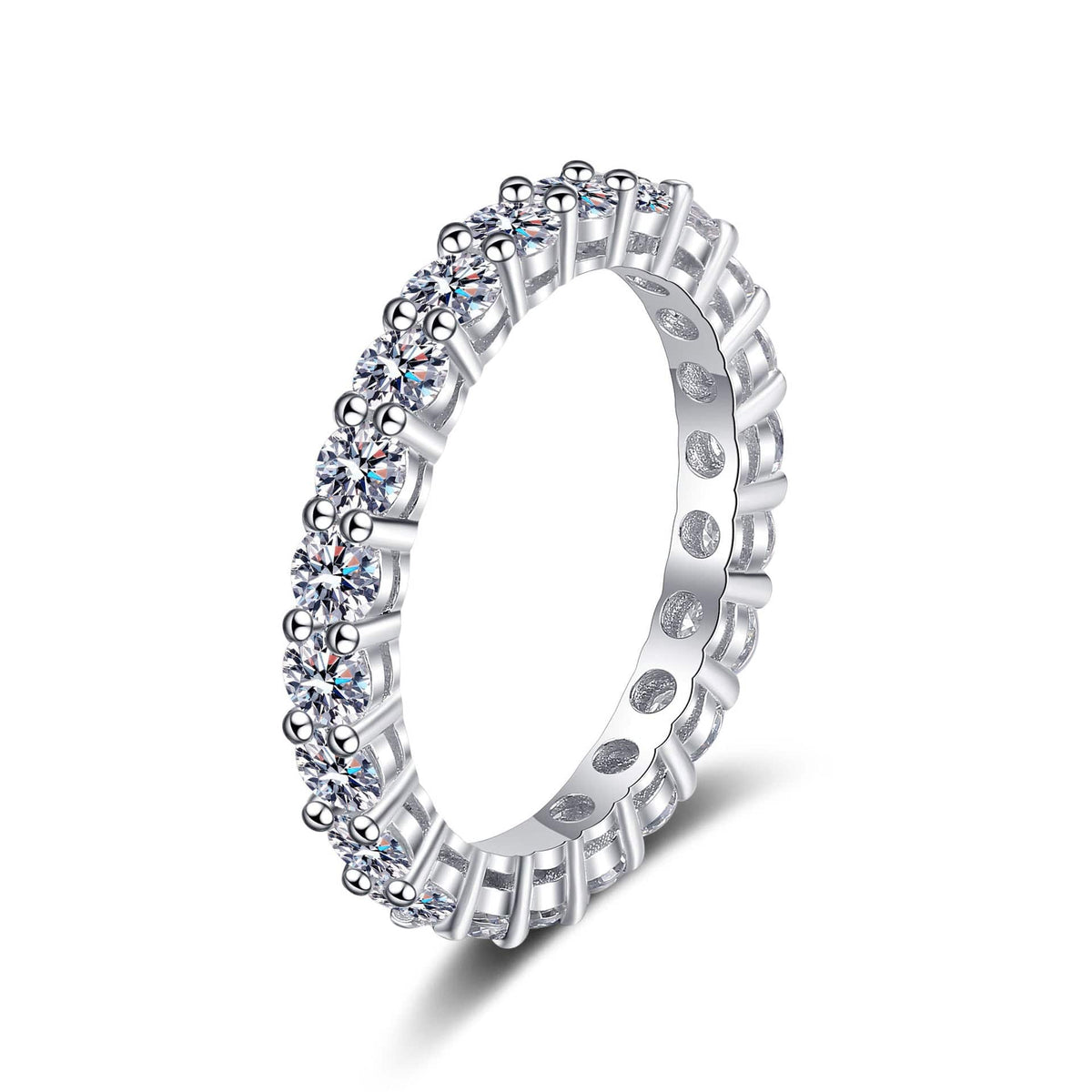 Clear Crystal & Silvertone Eternity Band Ring