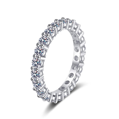 Clear Crystal & Silvertone Eternity Band Ring