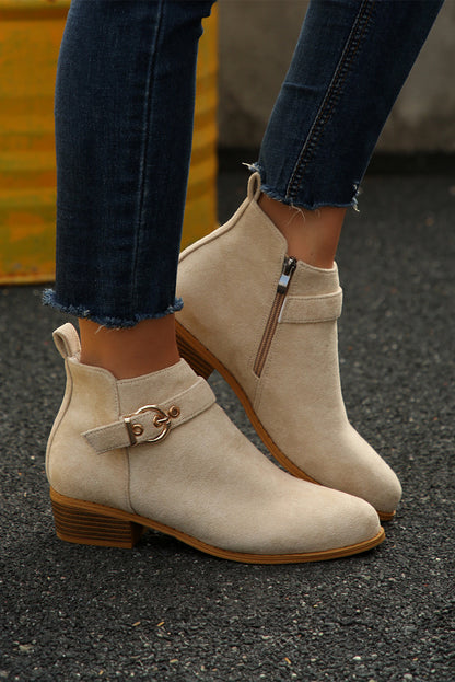Threaded Pear Eleanor Chunky Heel Suede Boots