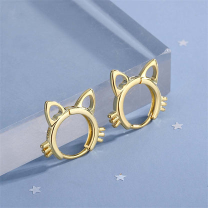 Goldtone Cat-Shape Huggie Earrings