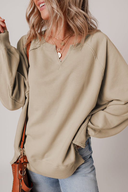 Threaded Pear Ashley Sleeve Side Slit Sweatshirt