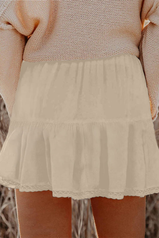Threaded Pear Millie Trim Boho Ruffled PLUS Shorts