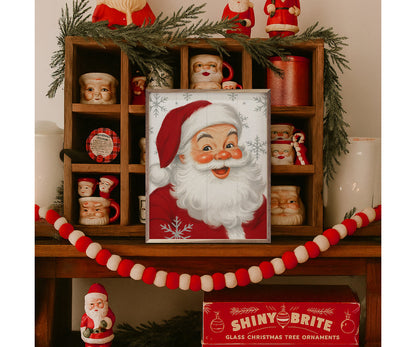 Kendrick Home Cherry Santa Snowflakes