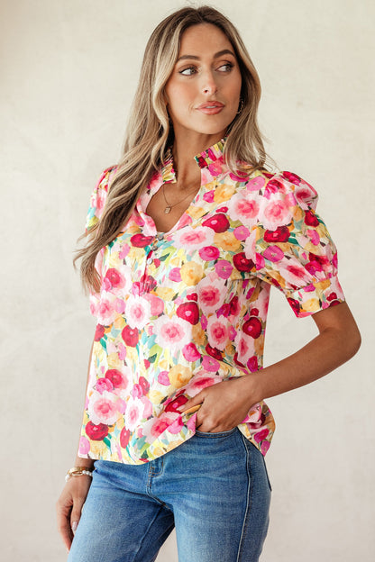 Threaded Pear Charleigh Puff Short Sleeve Blouse