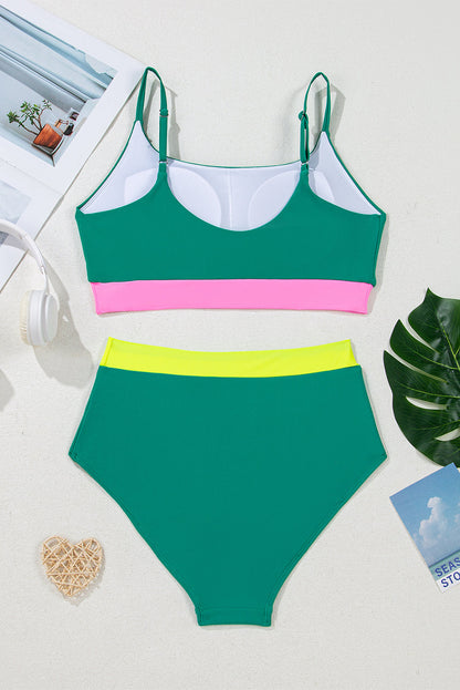 Cora Patchwork High Waisted Bikini by Threaded Pear
