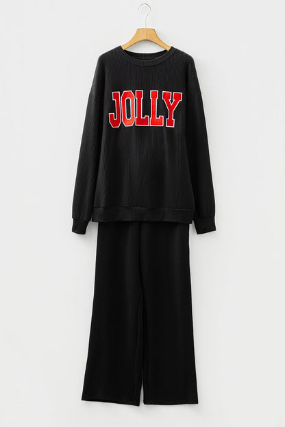 Threaded Pear Ava Fiery Jolly Corded Long Sleeve Top