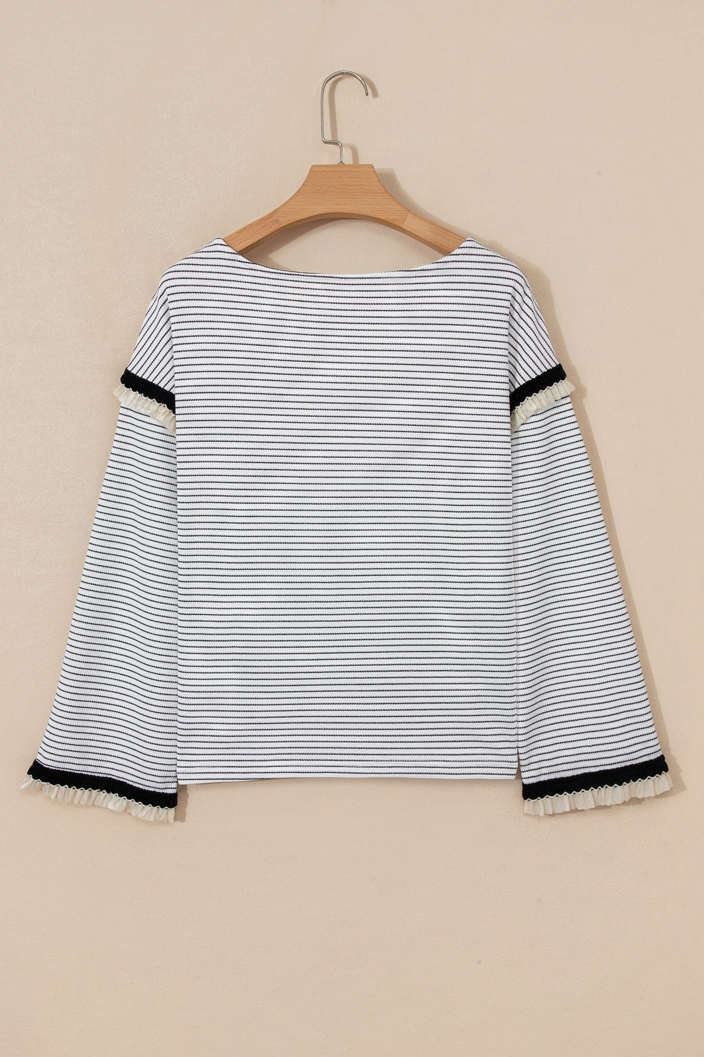 Threaded Pear Anya Ruffle Trim Loose Long Sleeve Top