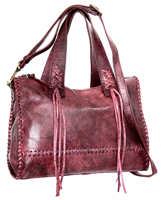 Payton Convertible Satchel in Burgundy