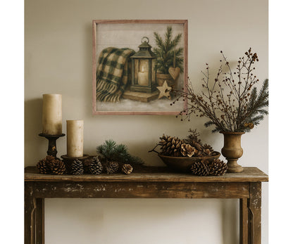 Kendrick Home Holiday Plaid Lantern