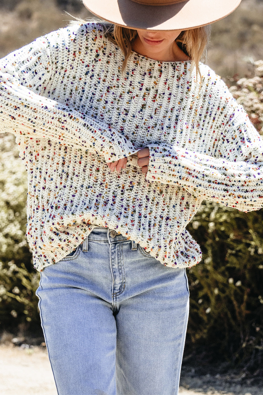 Threaded Pear Scarlett Confetti Reversible Twist Sweater
